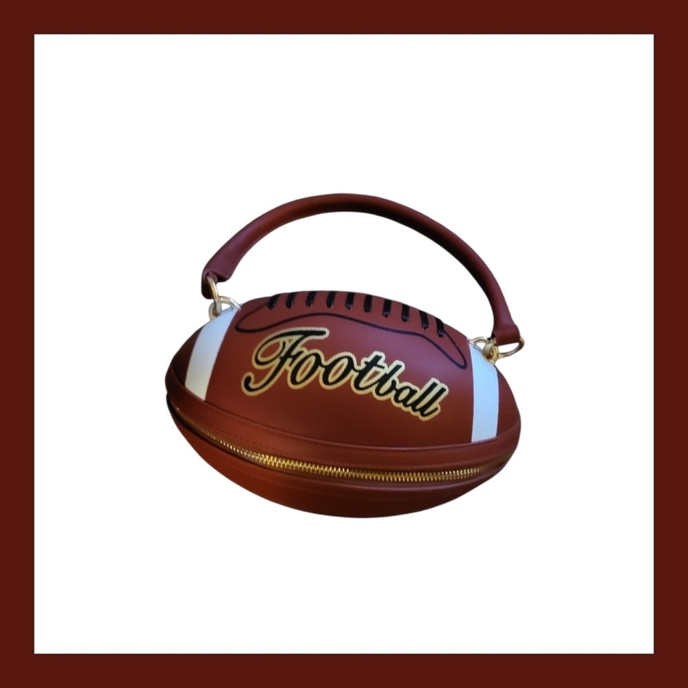 SHEIN Brown Football-Shaped Top Handle Bag with White Accents